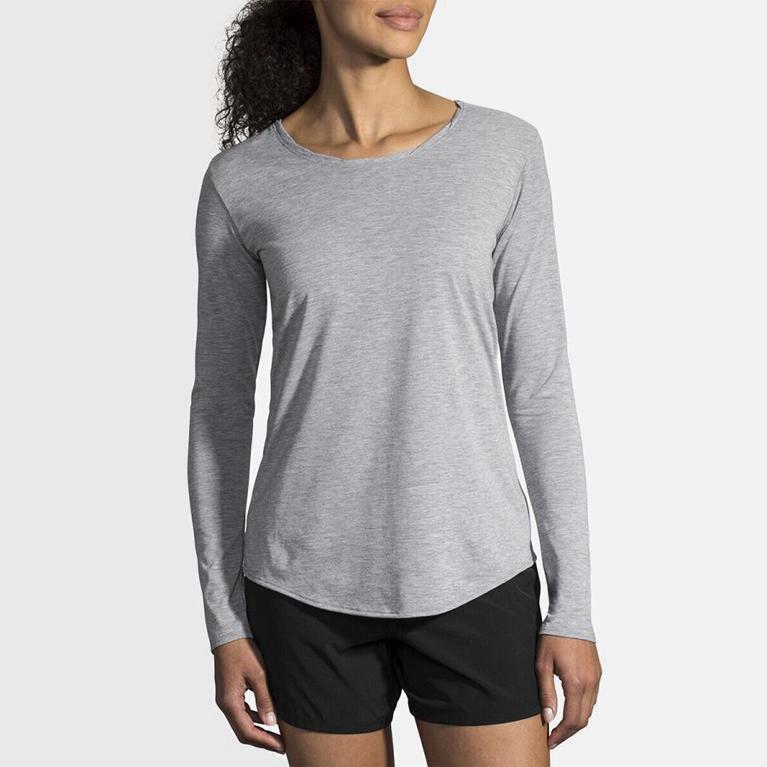 Brooks Distance Israel - Women's Long Sleeve Running Shirt - Grey (05172-CJZE)